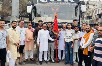 माँ चिंतपूर्णी दरबार के लिए पहली बस यात्रा रवाना