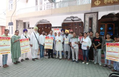 ਸਿਵਲ ਸਰਜਨ ਡਾ. ਗੁਰਮੀਤ ਲਾਲ ਨੇ ਬਰਸਾਤੀ ਸੀਜਨ ਦੇ ਮੱਦੇਨਜਰ ਡੇਂਗੂ ਤੋਂ ਬਚਾਅ ਲਈ ਲੋਕਾਂ ਨੂੰ ਕੀਤਾ ਜਾਗਰੂਕ