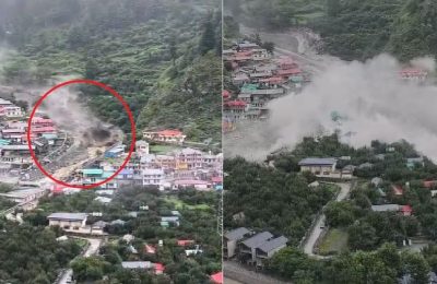 उत्तरकाशी के धराली में बादल फटा, पहाड़ों से आए मलबे से कई घर तबाह