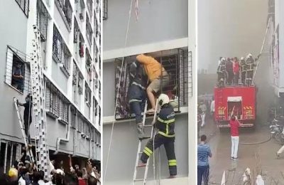 24 मंजिला इमारत में आग लगने से 1 महिला की मौत