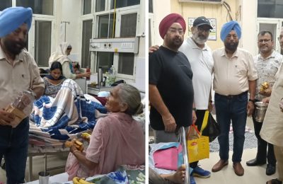 फगवाड़ा रोटरी क्लब साउथ ईस्ट ने मरीजों को दूध, फल और बिस्कुट वितरित किए