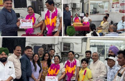 बैंक द्वारा अनुराधा दुग्गल को रिटायरमेंट पार्टी दी गई