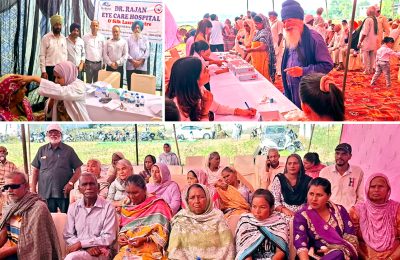 डा. राजन आई केयर के सहयोग से भुल्लाराई में लगाया नेत्र उपचार का नि:शुल्क शिविर