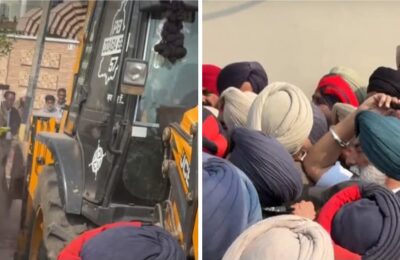 सुखपाल सिंह खैहरा के घर सरकार द्वारा भेजी गई जेसीबी मशीन  स्थिति तनावपूर्ण , जाने क्यों