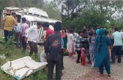 दर्शन करके वापस जा रहे श्रद्धालु की टैम्पो ट्रैवलर पलटी