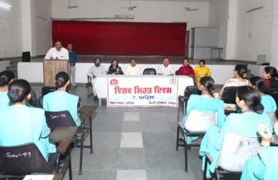 ਸਿਹਤ ਵਿਭਾਗ ਵੱਲੋਂ “ਸਿਹਤ ਲਈ ਇਕੱਠੇ ਹੋਵੋ, ਵਿਗਿਆਨ ਦੇ ਨਾਲ ਖੜੇ ਹੋਵੋ” ਵਿਸ਼ੇ ਤਹਿਤ ਮਨਾਇਆ ਗਿਆ “ਵਿਸ਼ਵ ਸਿਹਤ ਦਿਵਸ”