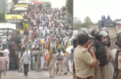 शंभू बॉर्डर पर उमड़ा किसानों का हुजूम, वाहनों की आवाजाही पर रोक